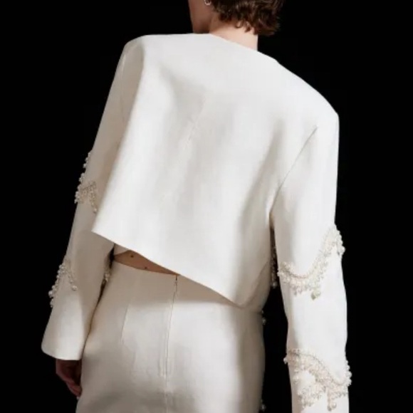 H&M Bead-embellished linen jacket off white /cream NWT - Picture 2 of 6